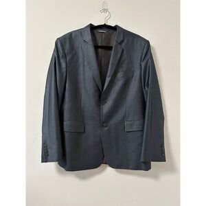 Brioni Mens Blue Gray Pinstripe Wool Blend Suit Jacket Blazer Size 44S